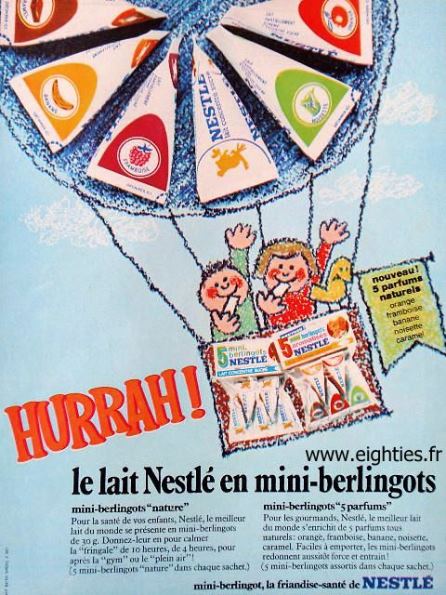 lait concentré sucré mini berlingots aromatisés de Nestlé publicité des années 70